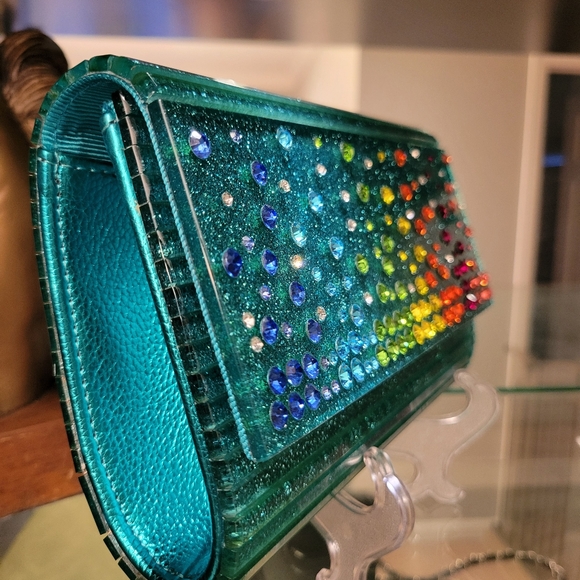 KURT GEIGER LONDON Crystals Embellished Party Envelope Clutch/Crossbody - Picture 11 of 13